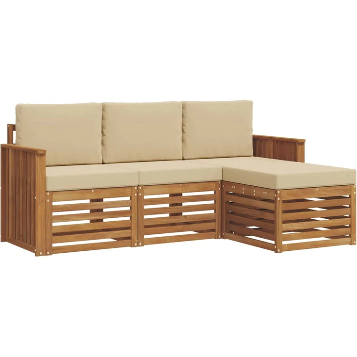 vidaXL Outdoor-Sofagarnitur 4 stk. 4-Sitzer Natur und Beige 3374608 – Bild 2