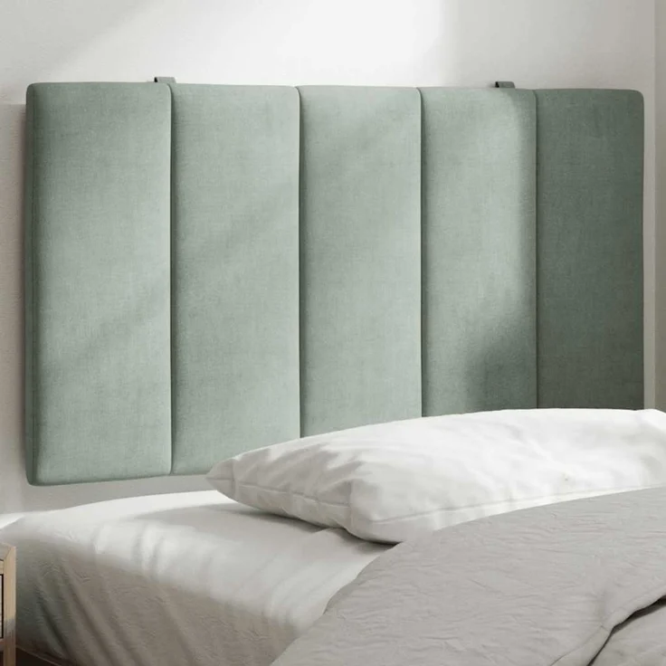 vidaXL Kopfteil-Kissen "Hanko" Hellgrau 90 cm Samt Grau – Bild 1