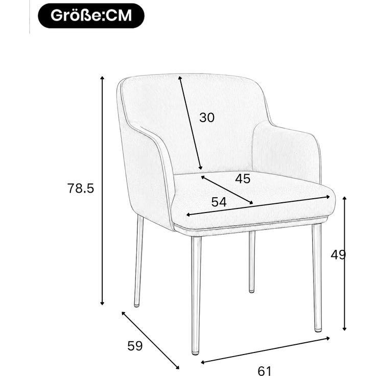 Esszimmerstühle im 4er-Set, 61×59×78,5, Weiß, mit Armlehnen und verstellbaren Füßen – Bild 2