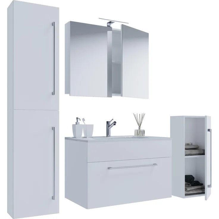 Nywo Bad Möbel Set Waschbecken Unterschrank Wandspiegel Badezimmer Waschtisch