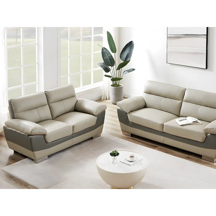 Vente-unique - FRANCESCA Couchgarnitur Leder Schokoladenbraun - B 85 cm x H 86 cm x L 210 cm170 cm – Bild 2