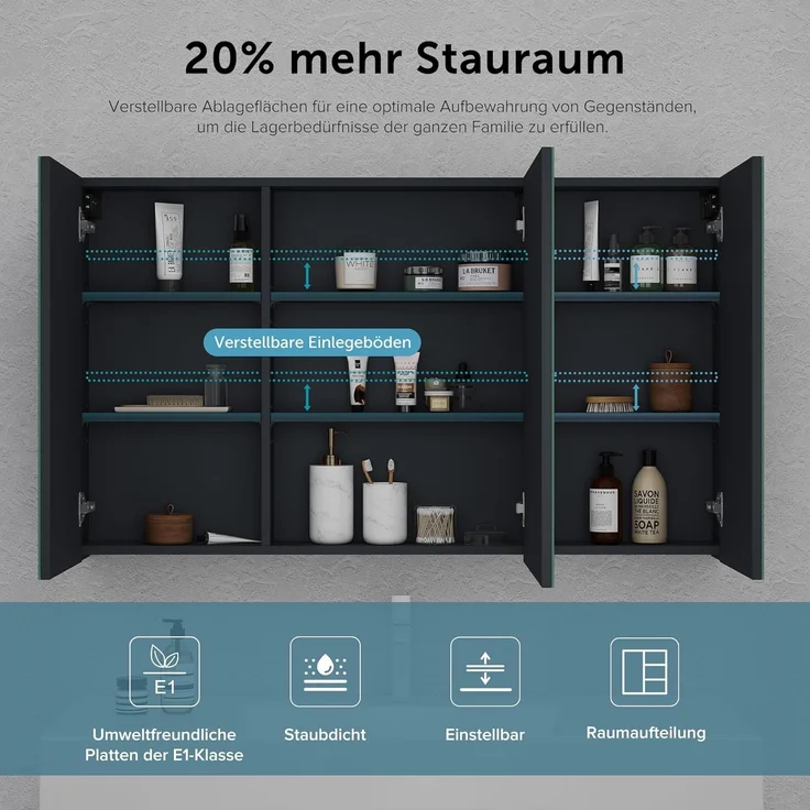 doporro Badezimmerspiegelschrank Wandchrank Aufbewahrungsschrank Badezimmer Spiegelschrank02 – Bild 4