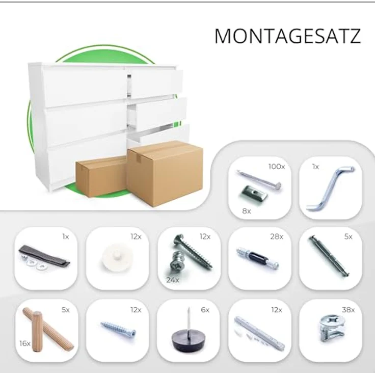 CDF Kommode Malwa M6 120| Farbe: Weiß | Schrank für Dokumente, Kleinigkeiten | Ideal für Wohnzimmer, Schlafzimmer, Kinderzimmer, Jugendzimmer und Büro | 6 geräumige Schubladen – Bild 6