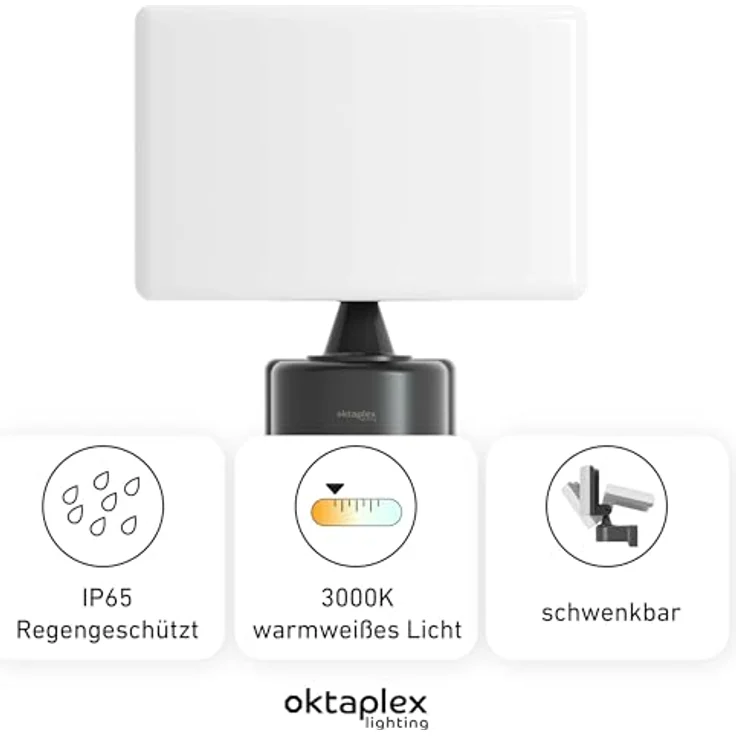 Oktaplex Cali LED Strahler Außen, 3000K warmweiß, 2940 Lumen, IP65, 26 Watt – Bild 2