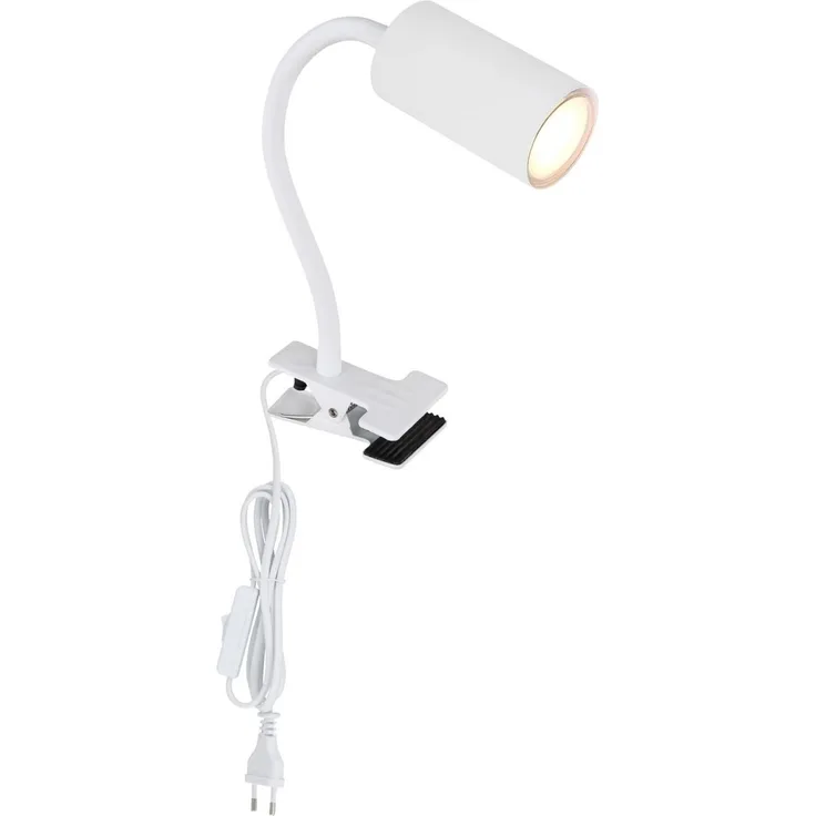 Klemmleuchte Bett mit Schalter Klemmlampe verstellbar Schreibtisch Weiß 57911KW