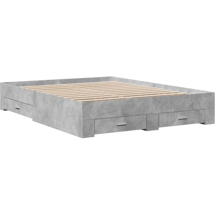 vidaXL Bettgestell mit Schubladen Betongrau 160x200 cm Holzwerkstoff 3280373 – Bild 3