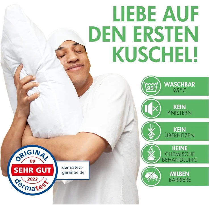 Welldora Kissenbezug für Allergiker, Milbenbezug Kissen, fachärztlich getestet, (2 Stück), Encasing gegen Milben & Bettwanzen ǀ Allergiker Bettwäsche – Bild 3