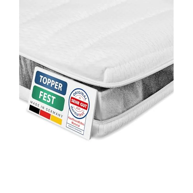 AM Qualitätsmatratzen Topper 150x220cm hart, Oeko-TEX zertifiziert, klimaregulierender Bezug, waschbar bis 60°C, Made in Germany – Bild 1