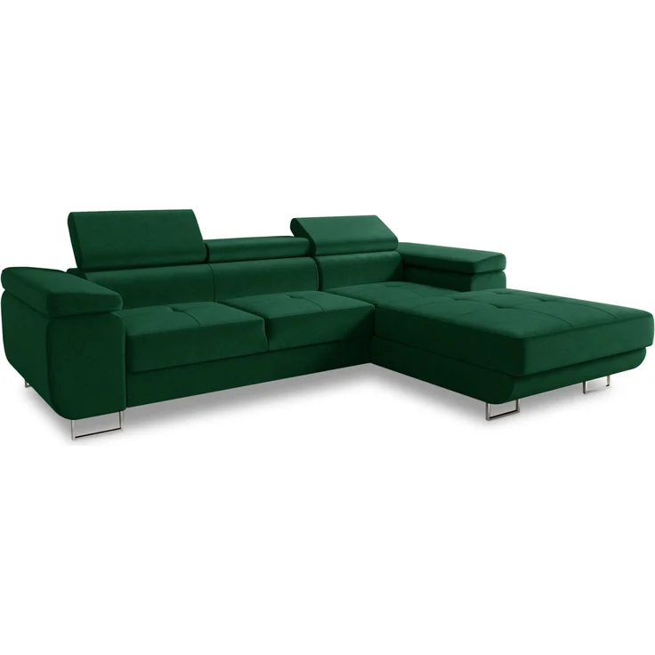 Ecksofa Divo mit Schlaffunktion, Bettkasten und einstellbare Kopfstützen (Grün (Kronos 19), Ecksofa Rechts) – Bild 2