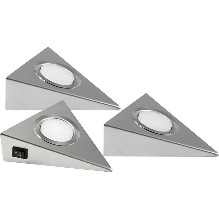 Heitronic Nr. 23009-HE LED Unterbauleuchte Genua 3er Set silber 3000K 230V