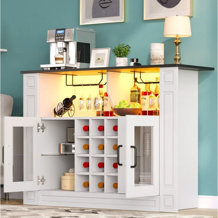 Weinschrank 120 x 35 x 84 cm mit RGB-LED-Beleuchtung und Glastüren – Bild 3