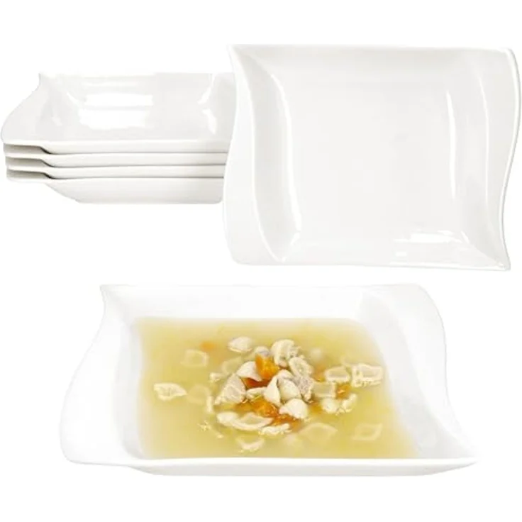 MamboCat Suppenteller 6er Set Ivory Suppenteller Porzellan 6 Personen tiefe Teller Pasta – Bild 1