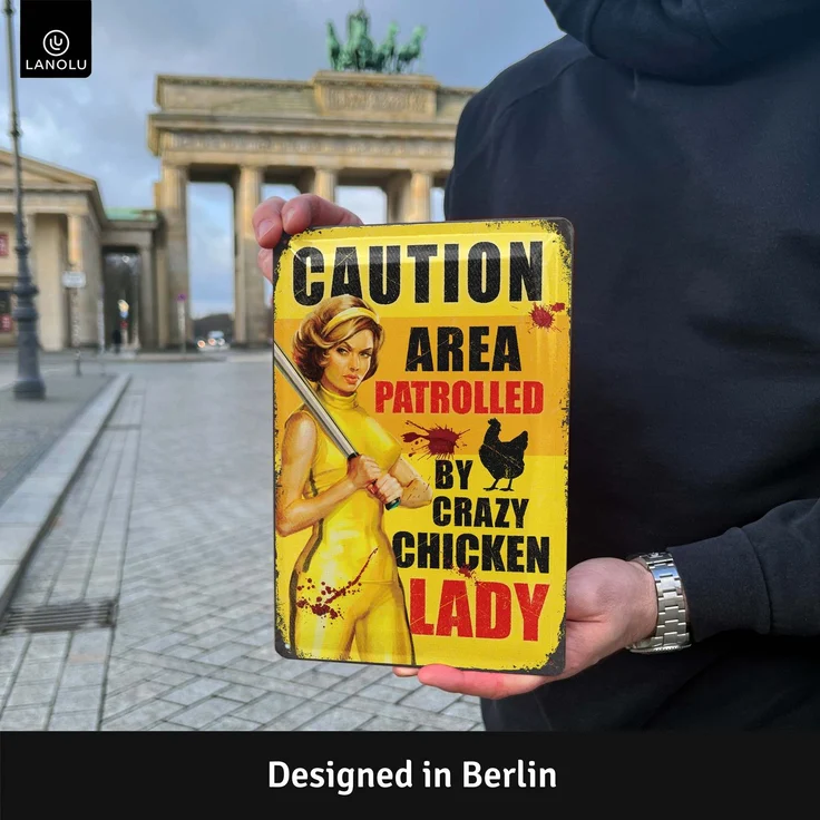 LANOLU Blechschild Crazy Chicken Lady 20x30cm – Metall – Mehrfarbig – 20312 – Bild 4