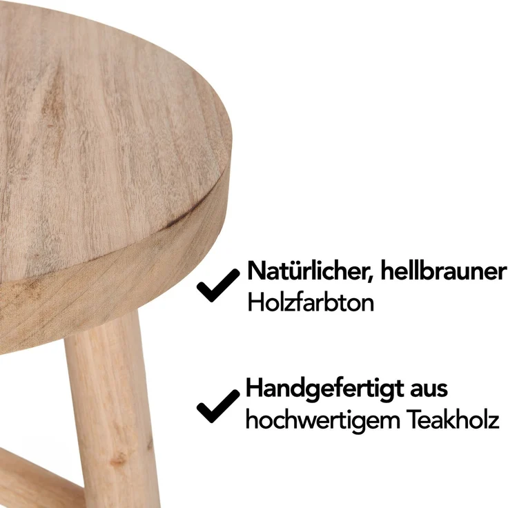 Brixy Hocker Holz - Teakholz - Beistelltisch - Fußhocker - Pflanztisch - Tritthocker - bis 150 kg - Braun – Bild 3