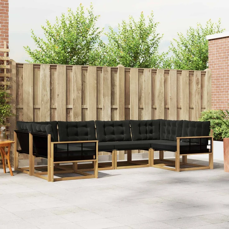vidaXL Outdoor-Sofagarnitur 6 stk. 6-Sitzer Weiß und Schwarz 3389026 – Bild 1