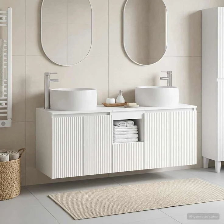 vidaXL Badezimmerschrank-Set 3 stk. Weiß 129 x 44,5 x 80 cm 3405717 – Bild 1