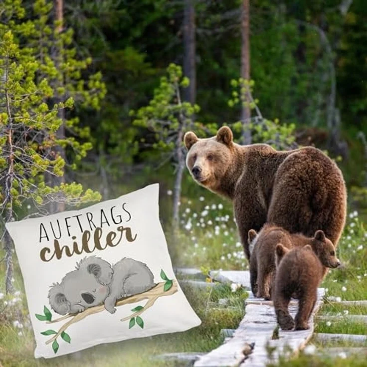 speecheese Dekokissen Schlafender Koala Kuschelkissen mit Spruch Auftragschiller – Bild 5