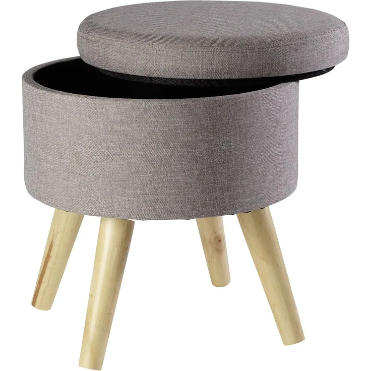 Echtwerk 'Max' Hocker, Grau, mit Stauraum