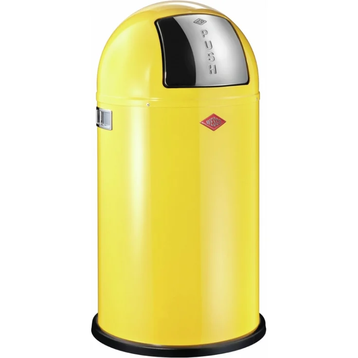 Wesco 'Pushboy' Mülleimer mit Klappdeckel, 50 Liter, Stahlblech, Lemon – Bild 1