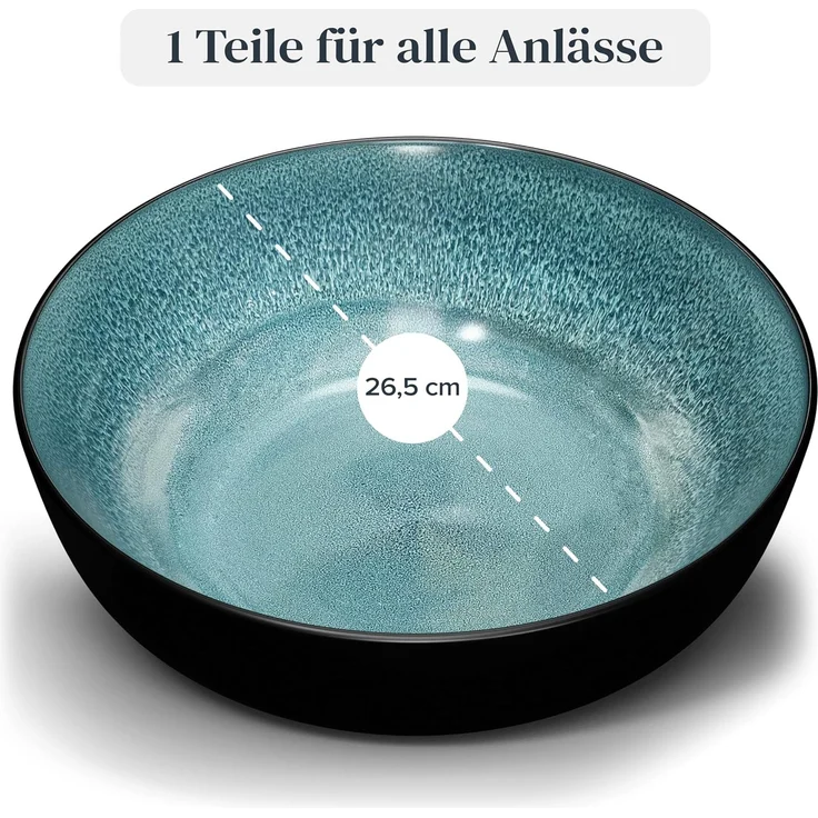 Steingut Servierschüssel Ibiza TESTSIEGER, Traumhafte Mediterrane Salatschüssel, Servierschale - Bowl Schüssel Groß, Salatschale - Pure Living in Petrol – Bild 3