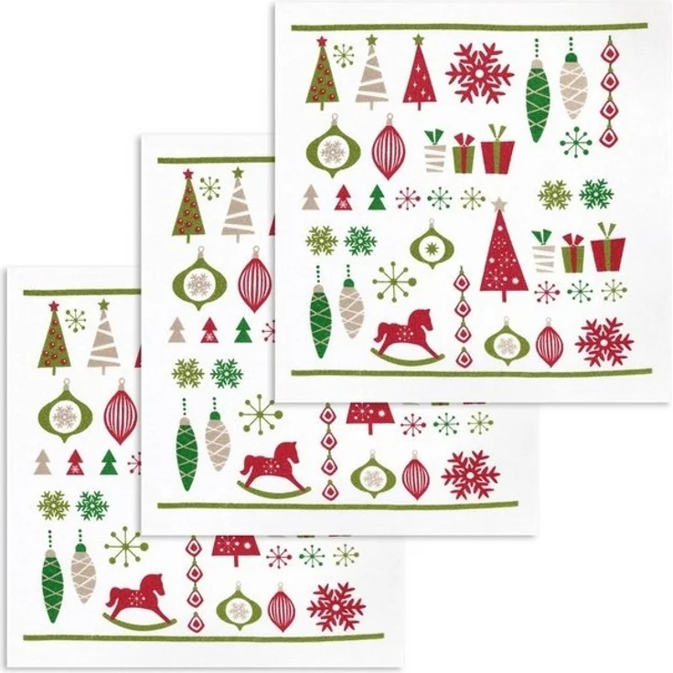 Kracht Geschirrtuch Weihnachtsschmuck, (Set, 3-tlg, Set), 3er Pack Frottee Küchenhandtücher (3 Stück), ca. 50x50 cm Baumwolle – Bild 2