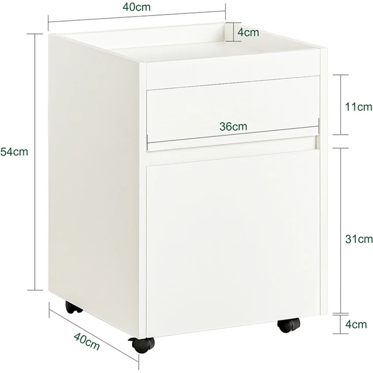 SoBuy FBT121-W Schubladenschrank Büro, Spanplatte, Melamin, Weiß, 40 x 54 x 40 cm – Bild 3