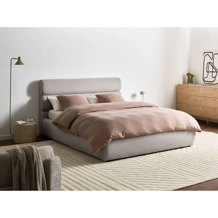 Bett mit Stauraum Kunstleinen BONIFACIO 160x200 cm Grau – Bild 3
