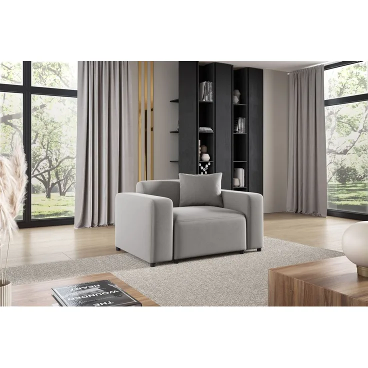 Sessel Designersessel MEGAN in Stoff Salvador Hellgrau