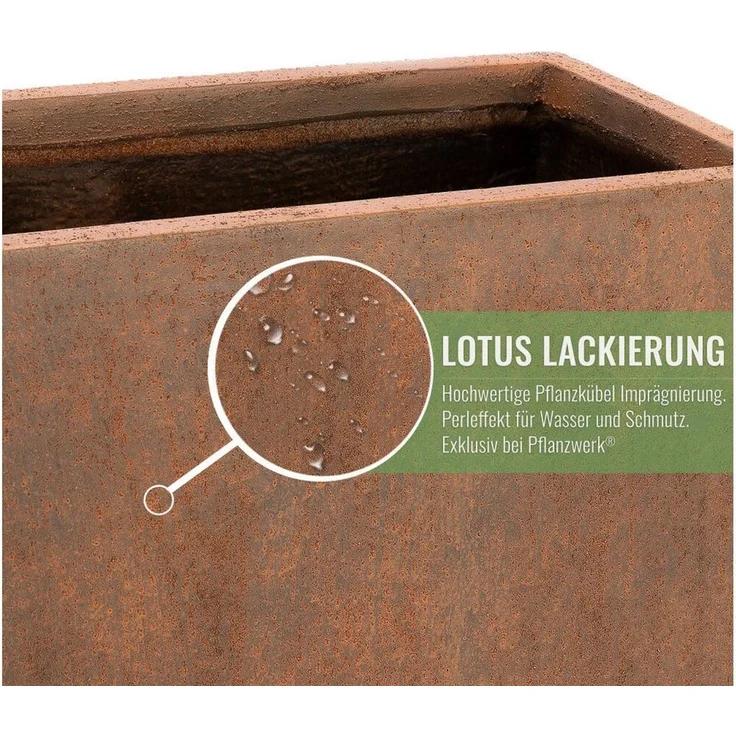 Pflanzwerk® Pflanzkübel Pflanzkübel TUB - (Rost) - 30cm x 60cm x 30cm, Fiberglas - Handgefertigt - Rechteckig - Frostbeständig – Bild 3