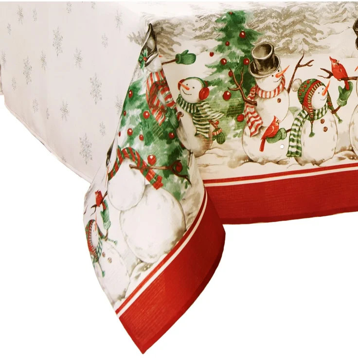 Elrene Home Fashions Snowman Winterland Holiday Snowflake Tischdecke, Polyester, Bunt, 60"x102" Rectangle (Tablecloth) – Bild 1