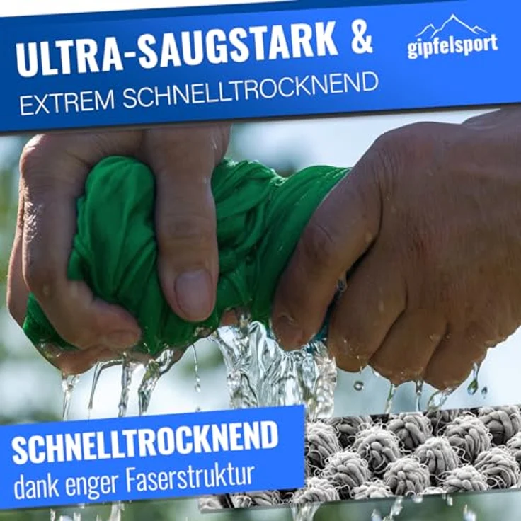 gipfelsport Mikrofaser Handtuch Set - für Sauna, Fitness, Sport I Strandtuch, Sporthandtuch I Grün XL: 180x80 – Bild 5