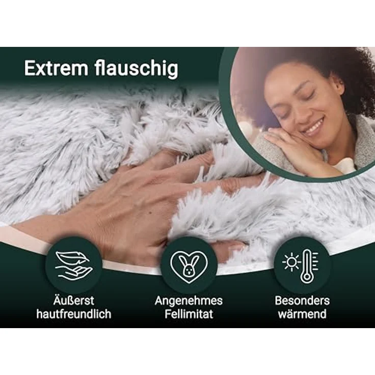Zollner Kuscheldecke, Grau, 150x200 cm, mit Felloptik, Oeko-Tex® Standard 100, waschbar bis 30°C – Bild 2