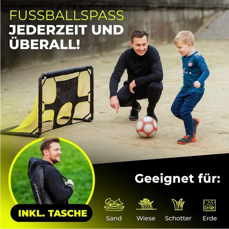 2in1 Fußballtor Kinder Garten – Pop-Up Tor inkl. Tasche & Torwand | Mini Fußballtor für Outdoor & Indoor, Sportspielzeug, Fußballtraining – Bild 3