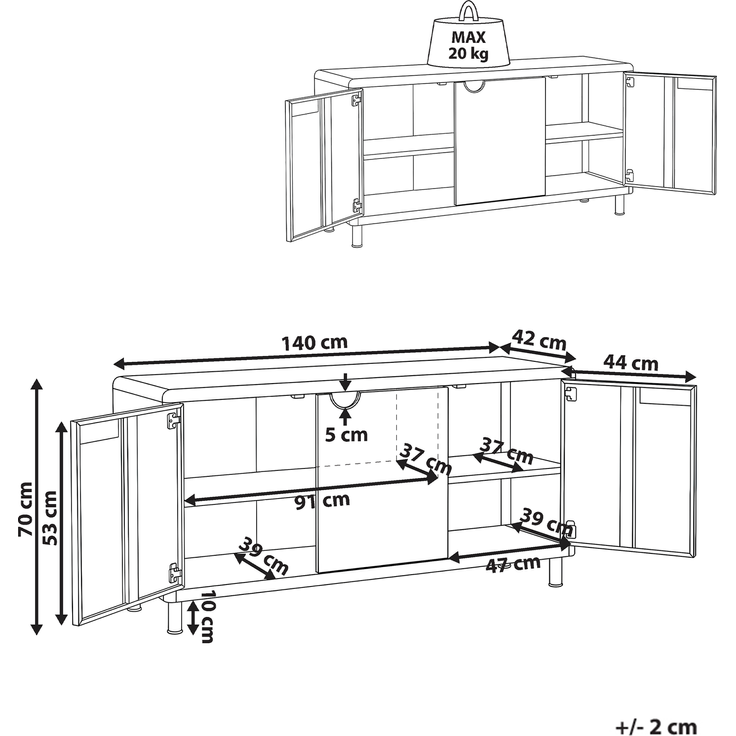Sideboard mit 3 Türen KORVO Beige – Bild 2