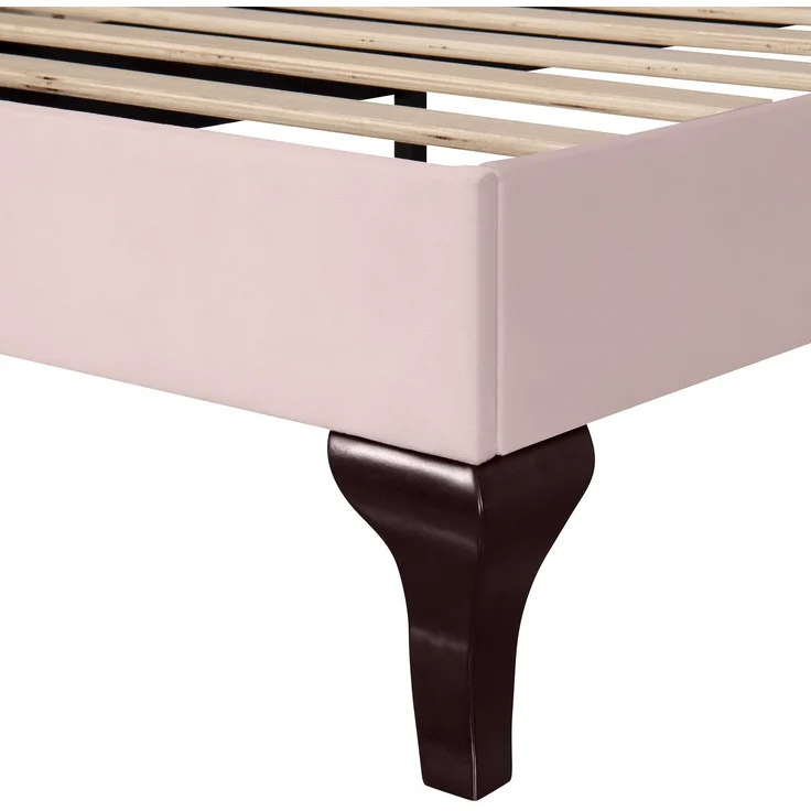 Polsterbett 203*90*118-124cm mit höhenverstellbarem Kopfteil, attenrost und Samtbezug,Rosa,inklusive Schaummatratze – Bild 10