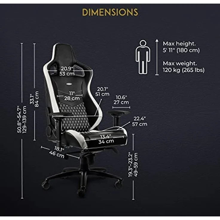 noblechairs Epic Gaming Stuhl - Bürostuhl - Schreibtischstuhl - Echtleder - Inklusive Kissen - Schwarz/Weiß/Rot – Bild 2
