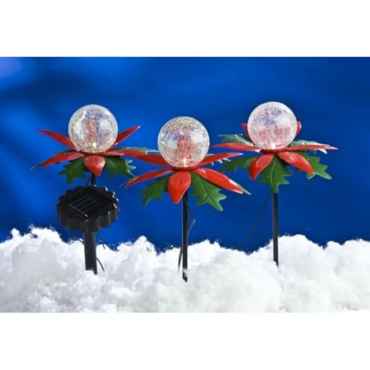 3er-Set LED Weihnachtsterne mit Farbwechsler Solarleuchte Weihnachtsbeleuchtung
