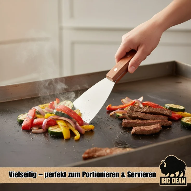 2er Set Grillspachtel Edelstahl + Holfgriffe – Bild 4
