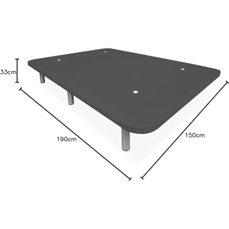 DUÉRMETE ONLINE - Extra Robustes 3D-Polsterbett mit großer Stabilität und 5 Querstangen + 6 Metallfüße mit Gewinde von 25 cm, 150x190, Dunkelgrau – Bild 2