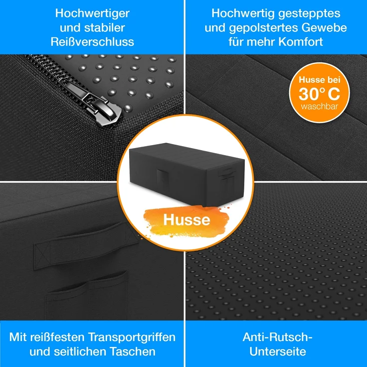 Bestschlaf Klappmatratze Spar-Set inkl. Husse & Transporttasche, Polyester, Schwarz / Schwarz, 120x195 cm – Bild 5