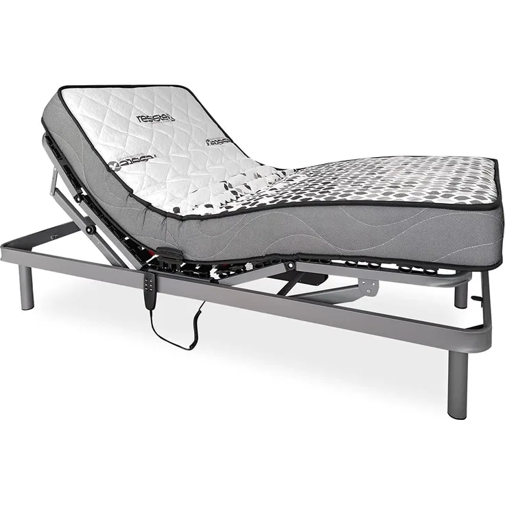 DUÉRMETE ONLINE Ergomax Elektrobett, verstärkt, mit viskoelastischer Matratze hinten, Plus, Anthrazit, 90x200 cm