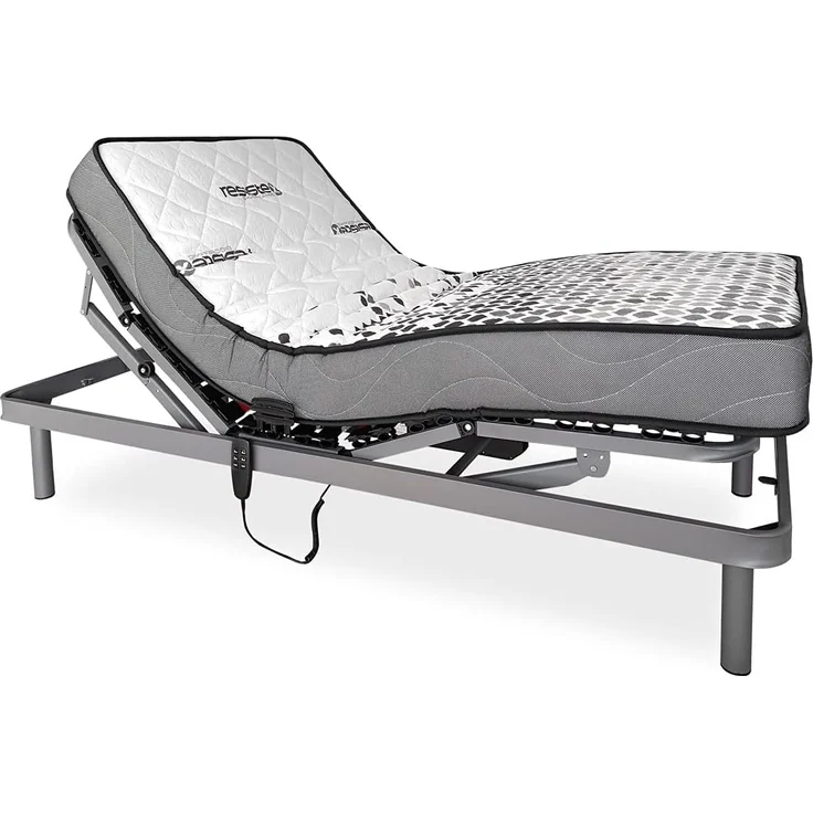 DUÉRMETE ONLINE Ergomax Elektrobett, verstärkt, mit viskoelastischer Matratze hinten, Plus, Anthrazit, 90x200 cm