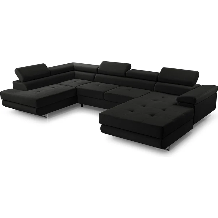 AX LIVING Arborio XL Wohnlandschaft XXL U Form Eckcouch Schwarz L – Bild 2