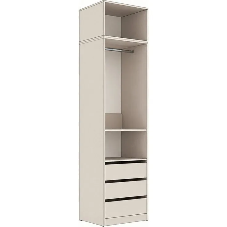 Marmex Möbel Regal TRES 04/4N Mehrzweckregal mit drei Schubladen 60 x 246 x 51, Garderobenschrank, Kleiderstange