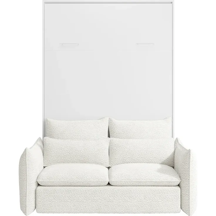 Vente-unique - BEGANIO Bett Holz, Platte BeigeWeiß - B 141 cm239,2 cm x H 225 cm x L 188 cm – Bild 5