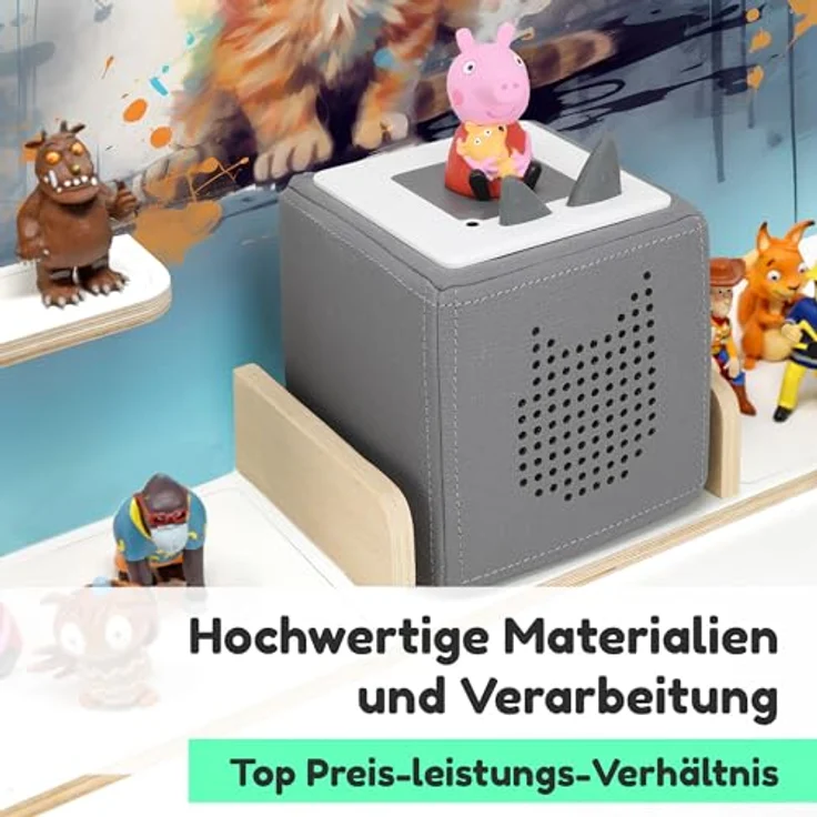 stadtecken Holzregal für Tonies & Toniebox – Musikbox Wandregal aus 10mm Holz – Platz für 35-50 Figuren mit Magnetfunktion – Handgefertigt – Zum Aufstellen oder Aufhängen (Katzenfreunde, Groß) – Bild 5