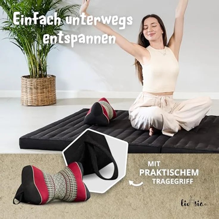 livasia Nackenstützkissen Knochenkissen, vegan und handgefertigt, Ø 15x32cm, Kapok – Bild 7