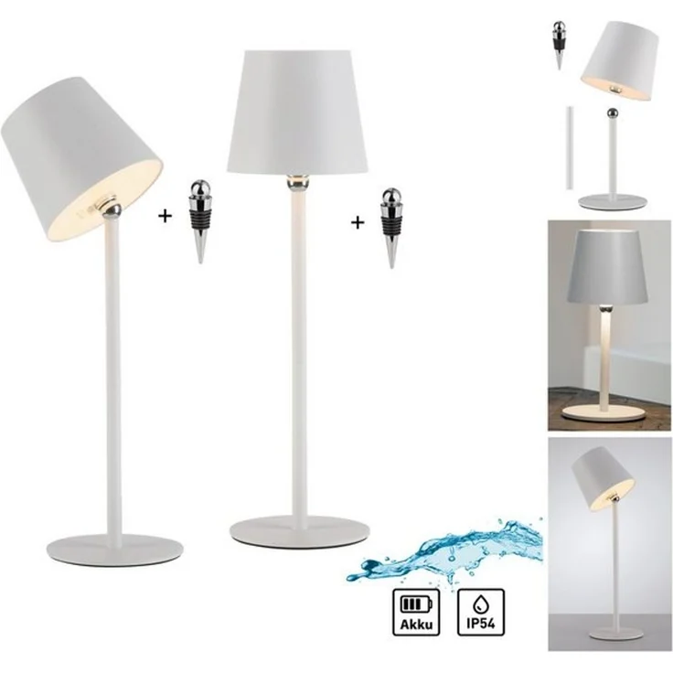 JUST LIGHT LED Tischleuchte BOTERIA - Set 2 Stück, inkl. Flaschenaufsatz, Memoryfunktion, LED fest integriert, Warmweiß, Akkubetrieben, aufladbar, magnetisch, dimmbar, In- und Outdoor – Bild 4