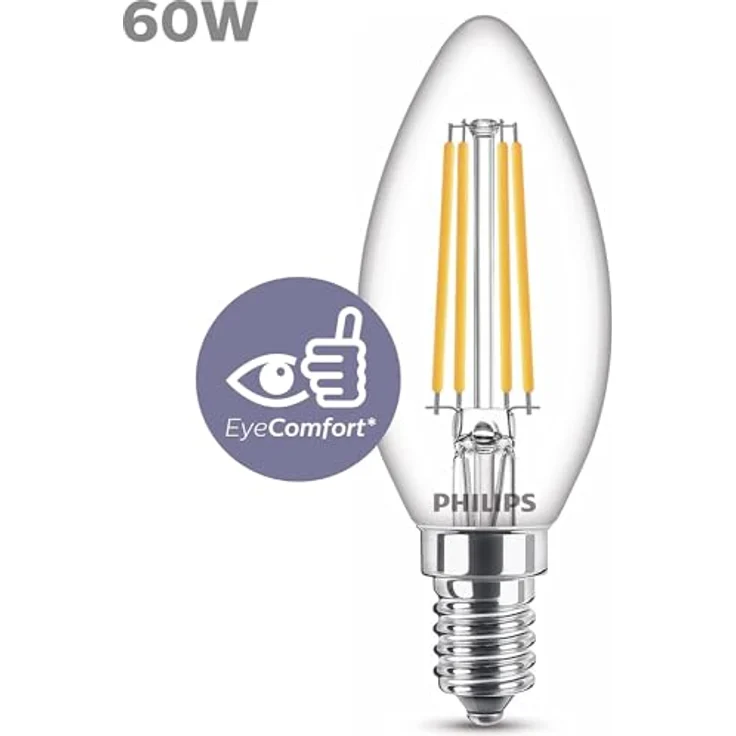 Philips E14 LED-Leuchtmittel Kerzenform, 6,5 W, 806 lm, 2.700 K, Glas, Vintage-Optik, 15.000 Stunden Lebensdauer – Bild 2