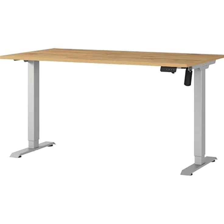 Germania Schreibtisch 8023-638, in Grandson-Eiche-Nb./Silber, elektr. höhenverstellbar, 140 x 119 x 80 cm (BxHxT) – Bild 2